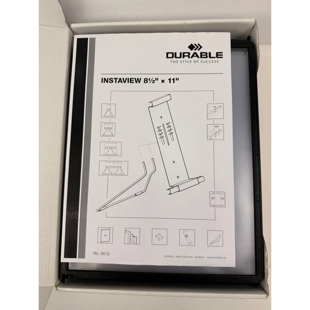 Durable InstaView Desk Stand Information Display System 10 Sleeves Black 561201